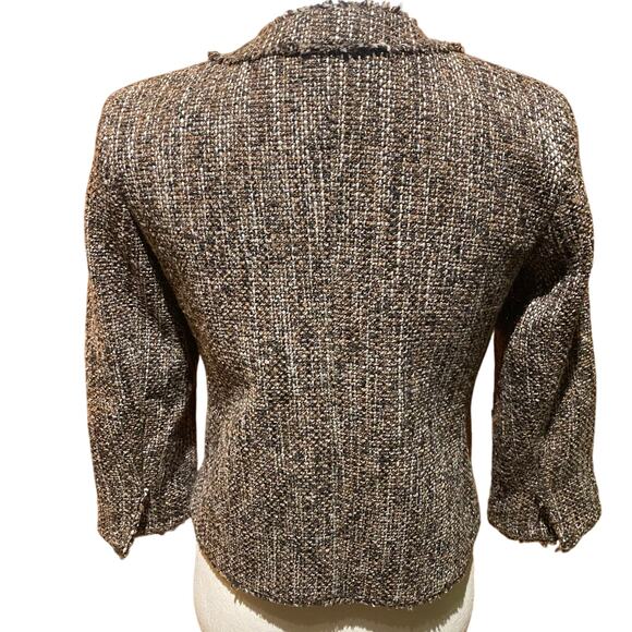 Michael Kors Size 2 ladies jacket Chocolate Brown Fall Fringe Details Office - Picture 2 of 8